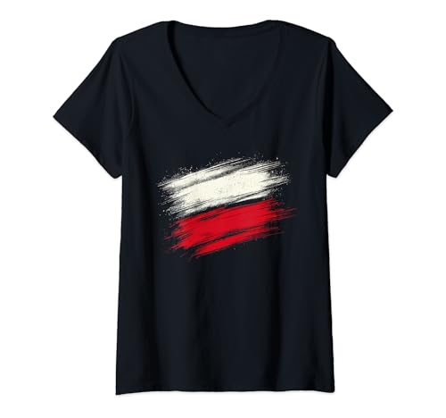 Mujer Bandera de Polonia Bandera Polaca Polska Flaga Polski Orgulloso Polo Camiseta Cuello V