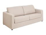 Vente-unique-Sofá Cama de 3 plazas con Apertura Italiana en Tela Beige - 140 cm de Descanso - Colchón de 14 cm DONETO