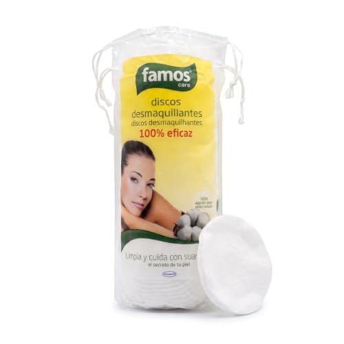 FAMOS Care Discos Desmaquillantes 50 Unidades 100% Algodón | 100% algodón puro seleccionado. Conservan la forma y no se deshilachan. Limpia y cuida con suavidad. 50 unidades