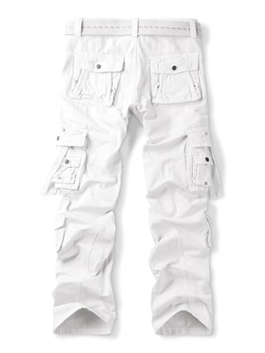 OCHENTA Men's Cotton Casual Baggy Cargo Work Travel Pants with Multi Pockets Relaxed Loose Fit (No Belt)2