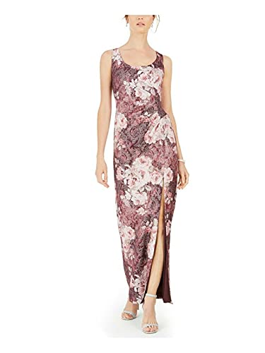 Adrianna Papell Womens Metallic Pleated Formal Dress Purple 12