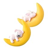 BESPORTBLE 2個 月亮熊装饰品 魚の水槽 オーナメント 水族館浮遊装飾品 小さい 水槽の装飾 愛らしい月の装飾 浮き飾り 水槽ムーンモデル レイアウトの装飾 水槽のレイアウトの小道具 樹脂