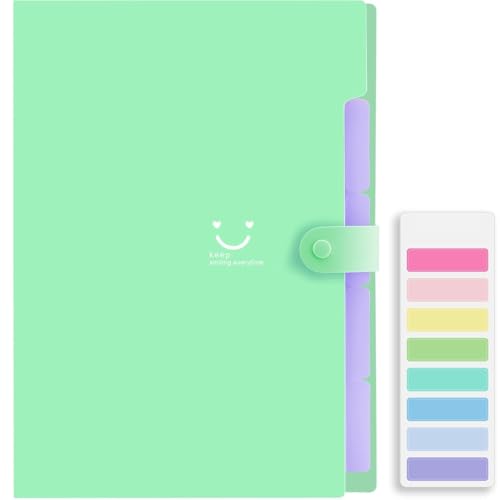 Image of Corslet Aesthetic Stationery Set: 6 Pastel Double-Ended Highlighters and 5-Pocket Expanding File Folder with Labels for Bible Journaling, School & Office