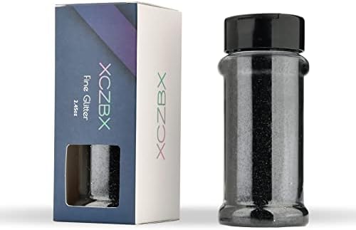 XCZBX Fine Glitter,Resiner Holographic Fine Glitter Powder - 1.7oz/50g, 1/64" Metallic Epoxy Resin Glitter Sequins Flakes for Tumblers,Slime, Nails, Paint, Art Crafts - Black Glitter