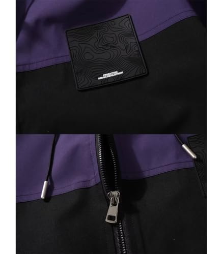 INVACHI Men's Causal Lightweight Hooded Windproof Splicing Jacket Outdoor Sports3