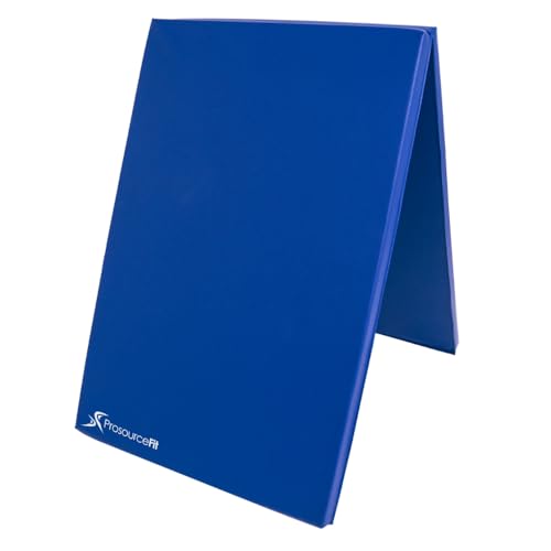 Image of ProsourceFit Bi-Fold Folding Thick Exercise Mat 6'x2' with Carrying Handles for MMA, Gymnastics Core Workouts
