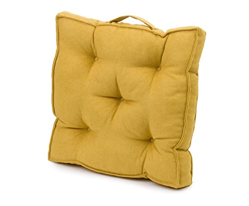 Gözze - Boxkissen mit Tragegriff, Sitzkissen, Gesteppt, Darco, 40 x 40 x 7 cm - Senf – Ansicht 2