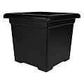 The HC Companies Accent Square Plant Pot w/Drainage - Classic Planters for Outdoor Plants & Indoor Plants - Lightweight & UV-Resistant Square Planter Box (12.5”, Black, Pack of 1)