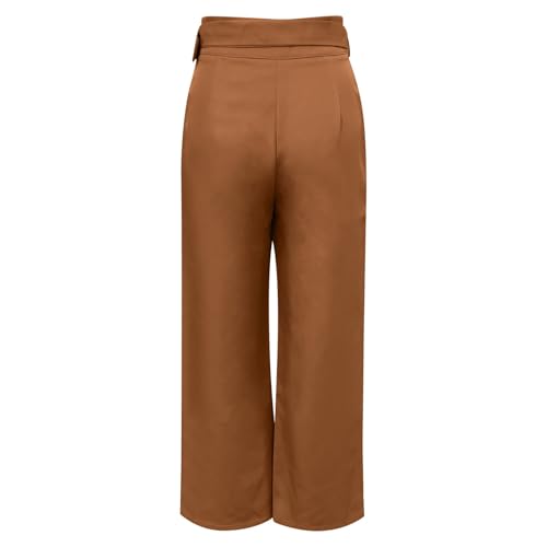 Casual Pants for Women Summer Straight Leg Pants Stretchy Business Casual Work Lounge Trousers Elastic Waist Slacks4