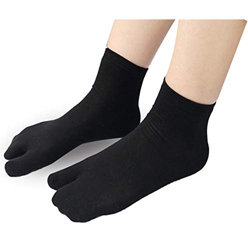 Image of Women's Solid 2 Toe Flip Flop Tabi Socks Geta Ankle Cotton 5 /6 Pairs