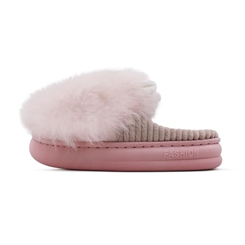 Image of VRITRAZ Unisex Adult Comfort Closed Toe Warm Fur Home Clogs Indoor Slipper for Women