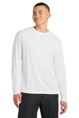 SPORT-TEK Long Sleeve PosiCharge Competitor T-Shirt ST350LS, White, Large