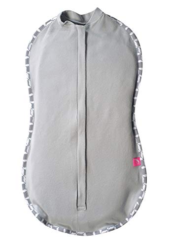 Mother hood Ganzkörper Pucktuch Zip&Swaddle mit Öko-Tex Standard 100, Strampelsack mit Reißverschluss - Größe 1 (2.5-5kg), grau- grau Classics