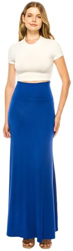 Image of URBAN K Womens Basic Foldable High Waist Regular and Plus Size Maxi Skirts