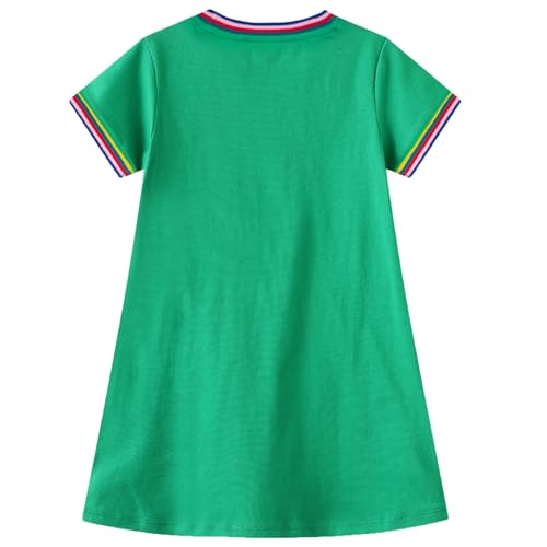 Image of HILEELANG Little Girl Short Sleeve Dress Easter Cotton Casual Applique Tunic Shirt Dresses