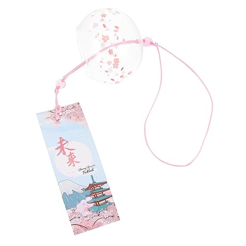UPKOCH Campana De Viento Japonesa De Vidrio Rosa Diseño Artístico para Decoración De Hogar, Jardín y Fiestas, Carillón Colgante Sonido Suave