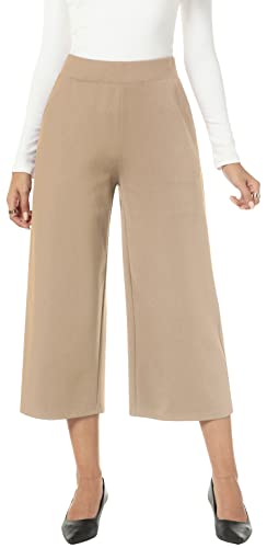 MISS MOLY Women's Wide Leg Pants Business Crop Palazo Dress Pants Capris Culotte Stretch Pull On Work Pants