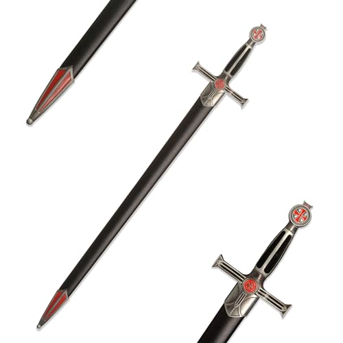 Sauvagine-33.3-inch Black Templar SwordMedieval Crusader Replica Suitable for Role-Playing Collecting and Display