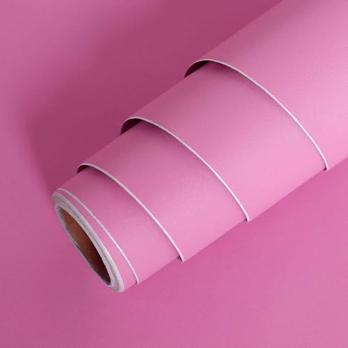 WALLIZMO Light Pink Solid Matt Peel and Stick Wallpaper Contact Paper Wallpaper Modern Self Adhesive Wallpaper Decorative Removable 12 x 48 Inch
