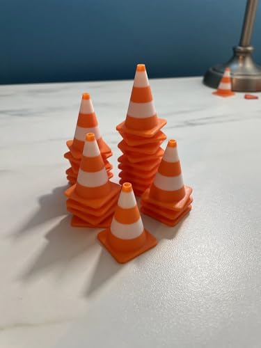 Image of 3D Printed Miniature Traffic Cones | Training Roadblock Signs | Minis | DIY Doll House Decor (Set of 10)