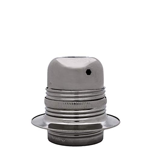 Tornillo Edison (E27) Portalámparas de metal y cerámica con acabado de níquel plateado para uso en lámparas, colgantes o lámparas de araña.