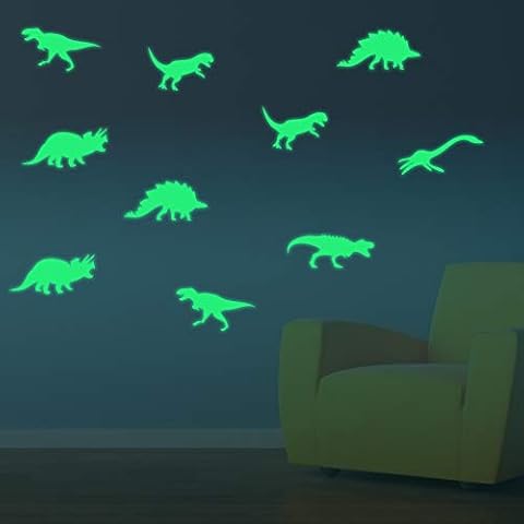 SOOOEC Nursery Wall Art Stickers, Kids Wall Stickers for Bedrooms for Baby Boys for Living Room Kitchen Bathroom Wall Decor (Fluorescent Dinosaur Sticker, 9 Pieces) Cover