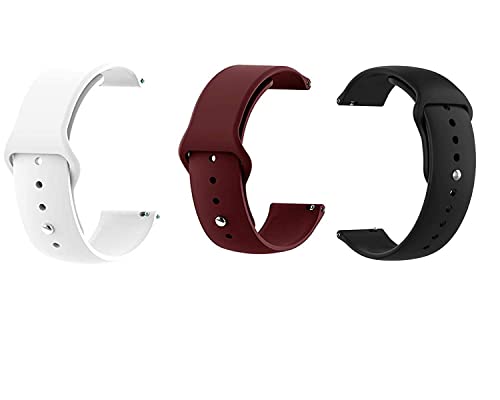 Image of Soft Silicon 20mm Watch Strap Compatible with Amazfit Bip /Lite /GTS /Samsung Gear Sport /Galaxy Watch 42mm / Active /2 40-44mm / Classic /Fashion / (Pack of 3)