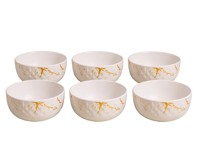 Image of Ariya 4.5 Inch Melamine Greek Bowls Golden Aura Collection Set of 6