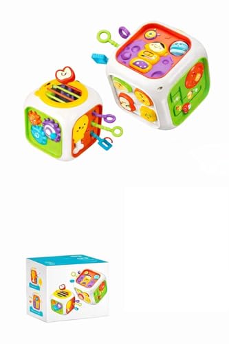 Image of ToyTastic Baby Activity Cube Toy, 6-in-1 Montessori Learning Cube for Toddlers, Sensory Busy Board with Gears, Beads, Shape Sorter & Educational Developmental Toy for Infants 12+ Months