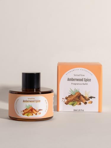 SenseFlow Aceite Esencial para Difusor 30ml, Aceites Aromáticos 100% Puros, Aceite de Aromaterapia de Primera Calidad, Fragancias para el Aire, Relajación - Especias y Madera de Ámbar