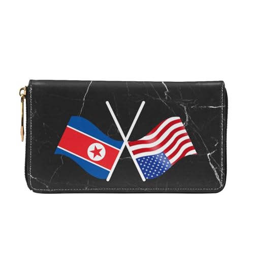 American And North Korea Flag Wallet Card Bag3
