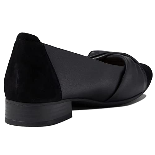 LEHOOR Women Square Toe Low Chunky Heel Pumps Slip On 1 inch Thick Block Heel Loafers Closed Cap Toe Patchwork Pleated Dress Shoes Heeled Comfy Retro Office Ladies Basic Shoes Wedding Party 4-11 M US3