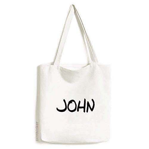Bolsa de lona com escrita especial e nome inglês JOHN bolsa de compras casual bolsa de mão