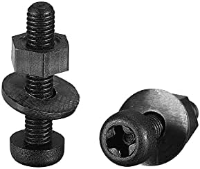 sourcing map Nylon Screw Nut Washer Assortment Kit, M3x25mm Round Head Machine Screw Bolt Nuts Flat Washers Black 20 Set