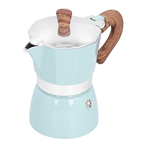 Moka 3 Tazas, clásica italiana de aluminio, de encimera portátil con mango anti quemaduras, para cocina, camping, oficina (azul)