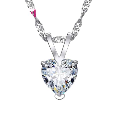 Pendentif Colliers Bijoux Coeur en Argent Anti-Ternissement Éclat Zircon Durable pour Femme