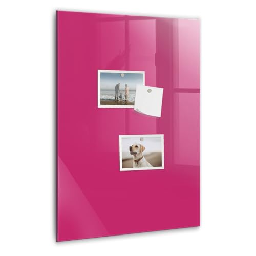 Tableau en verre magnétique 40x60 cm rose intense avec feutre et éponge