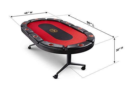 Triton Poker Folding Poker Table Casino Style - 10 Players Oval Portable Texas Hold'em Poker Table With Mats (Included) #TOP1
