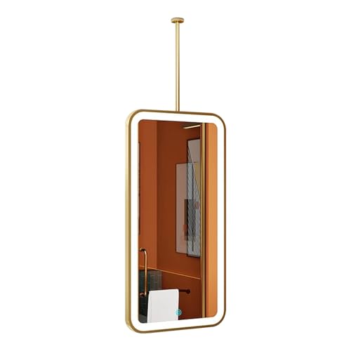 Renmlion Espejo Rectangular nórdico｜Espejo LED Moderno montado en el Techo Espejos Dorados para Colgar en el baño｜Espejos de Pared Grandes para Sala de Estar，Dormitorio，guardarropa，Entrada(40cmx60cm)