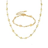 MILAKOO 2 Stück Edelstahl Armband und Halskette Damen Edelstahl Herz Sternförmig Set Armbänder Ketten Set mit Geschenkbox Gold