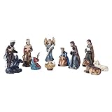 YUSHUD Juego de estatua de pesebre de Cristo, figuras de pesebre de bebé, manualidades de resina, miniaturas, adorno religioso, regalo de iglesia, decoración del hogar, globos y pesos