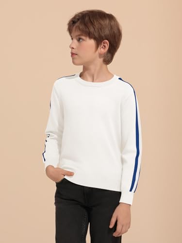 Haloumoning Boys Striped Long Sleeve Sweater Kids Fashion Crewneck Knit Pullover Fall Clothes 5-14Y3
