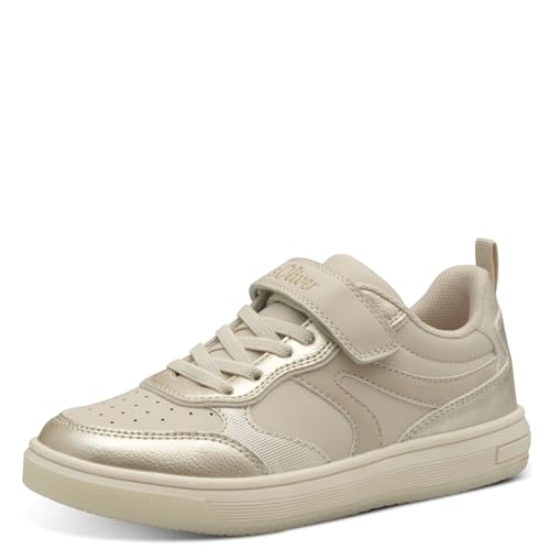 s.Oliver Mädchen Sneaker flach mit Klettverschluss Bequem, Gold...
