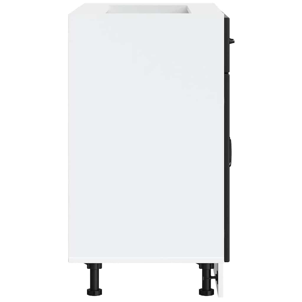 Mobile da cucina Lucca nero in legno con molto spazio di archiviazione, piedini regolabili, cassetto e ante, 80 x 46 x 81,5 cm, ideale per cucina, sala da pranzo e dispensa