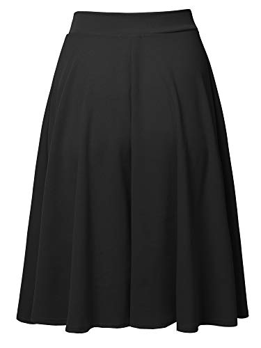 SSOULM Women's High Waist Flare A-Line Midi Skirt with Plus Size - Image 3