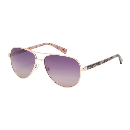 Ted Baker TB130 Women's Polarized Aviator Sunglasses, UV400 Protection, 57 mm, Gold/Ivory Tort