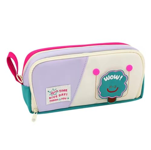 Image of WORSHIPER Large Capacity Cute Aesthetic Pencil Case with Multi ompartments, Multi-Pocket Pastel Pen Pouch Organizer with Zipper, Kawaii School Supplies Bag for Girls, Teens & Students (Wow Purple)