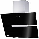 Oranier breite schwarze Kopffrei-Wandhaube 90 cm Umluftbetrieb Vivio - effektive Dunstabzugshaube im Schräghauben Design