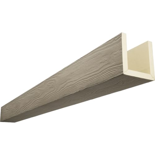 4"W x 10"H x 8'L 3-Sided (U-Beam) Sandblasted Endurathane Faux Wood Ceiling Beam, Champagne Mist