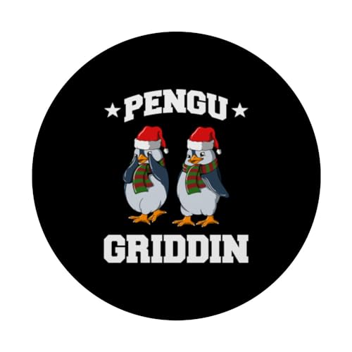 Christmas Penguin Griddy Dance Pengu Griddin PopSockets Swappable PopGrip, Black - Image 3